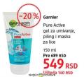 DM market Garnier Pure Active 3in1 gel za umivanje, piling i maska za lice 150ml