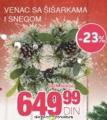 Mercator Novogodišnji venac sa šišarkom i snegom